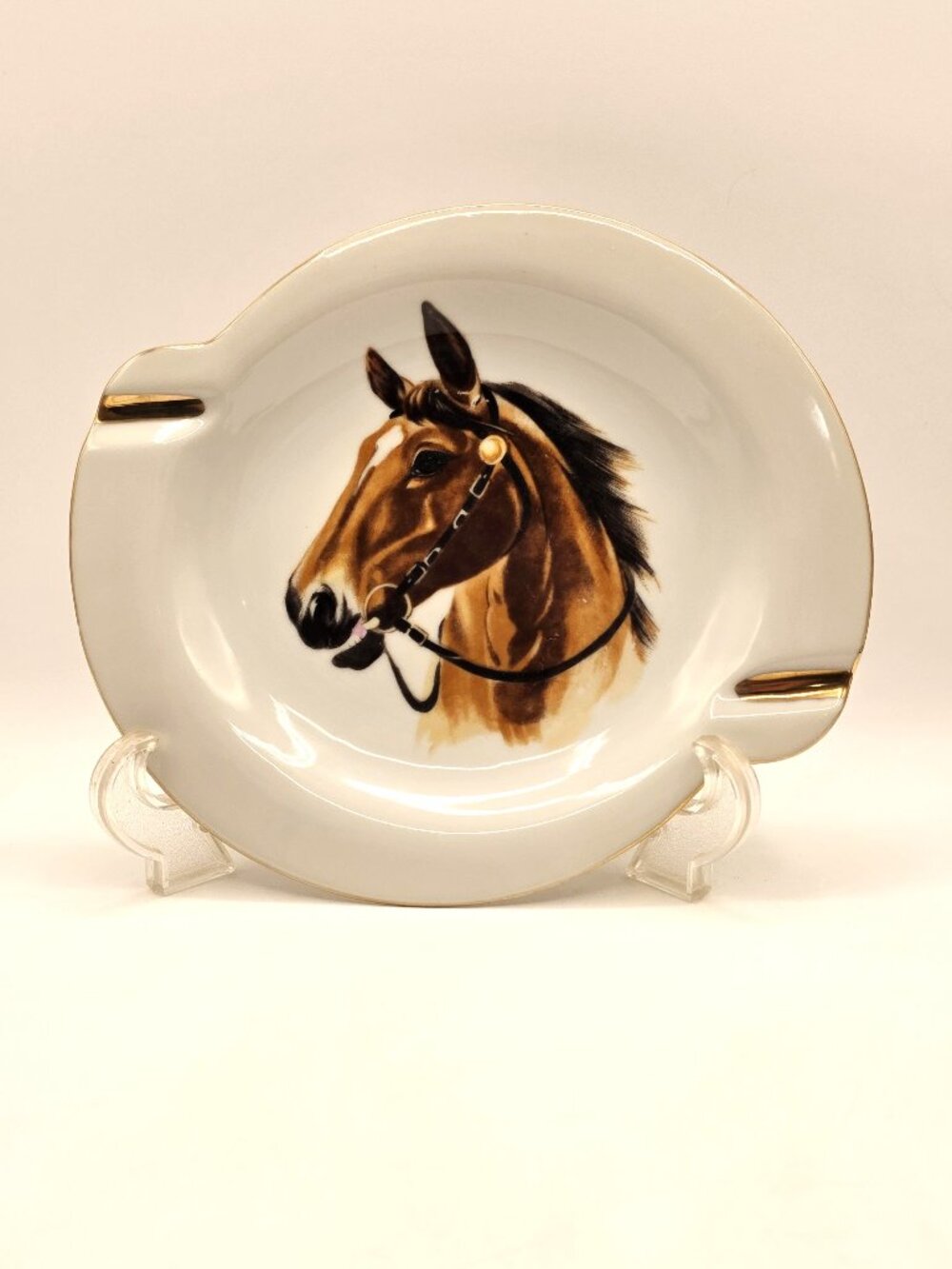 Vintage Horse Head Ashtray Equestrian Ceramic Dish